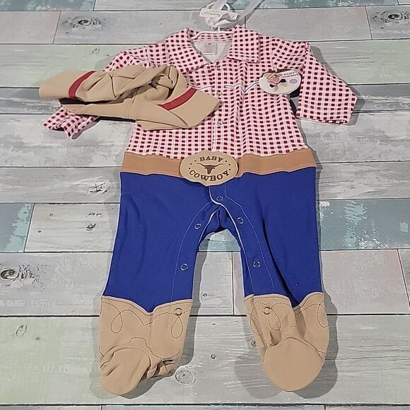 BABY Aspen Big Dreamzzz Baby Cowboy Outfit Super Cute Plaid size 0 to 6 Months - Picture 1 of 8